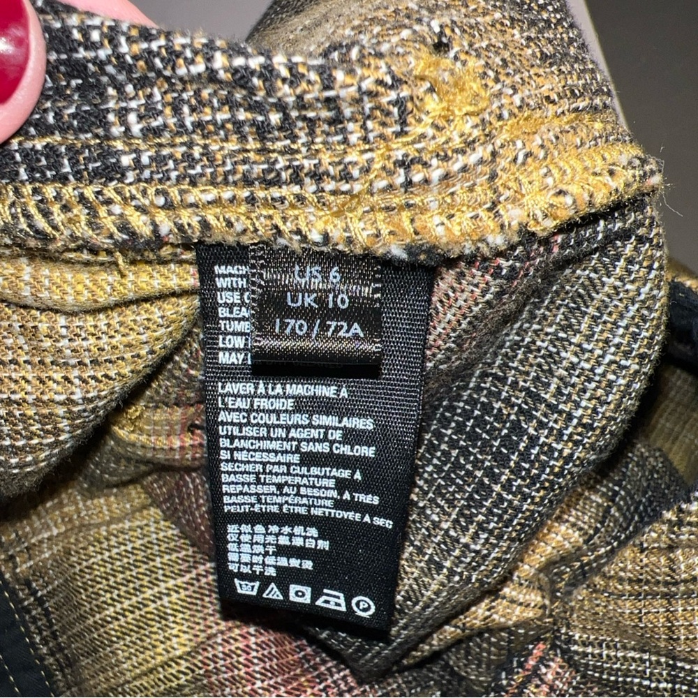NWT 108$ Free People Plaid Wide Leg Moss Combo Cargo Pants 6 - Picture 13 of 14